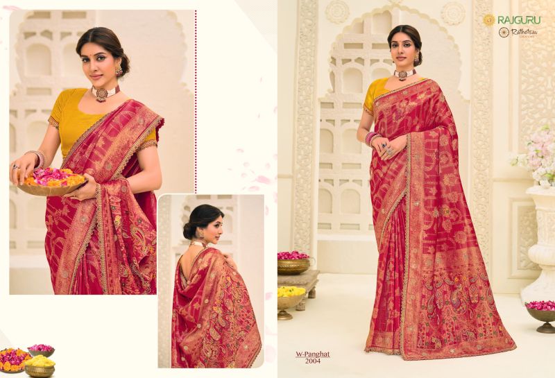 Panghat By Rajguru Jamdani Silk Zari Saree 